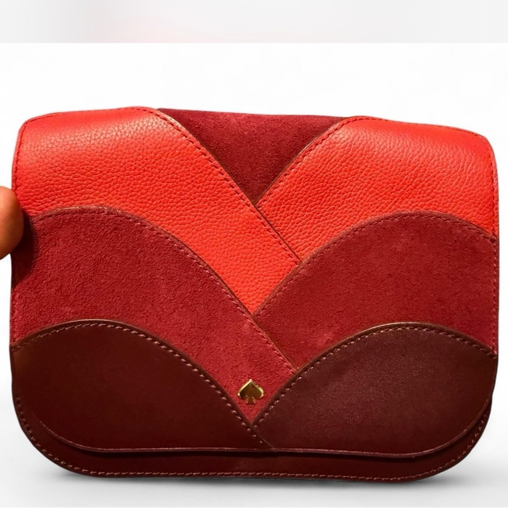 Kate Spade Patchwork Medium Flap Red and Burgundy Women's Bag - Picture 2 of 4